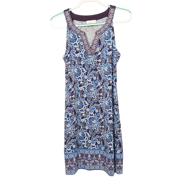 Magnolia Grace Dress Womens Small Sheath Shift Blue Purple Paisley Sleeveless - Picture 1 of 8